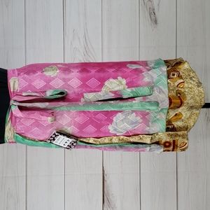 Darn Good Yarn Sari Silk Wrap Skirt Tea XL/Plus